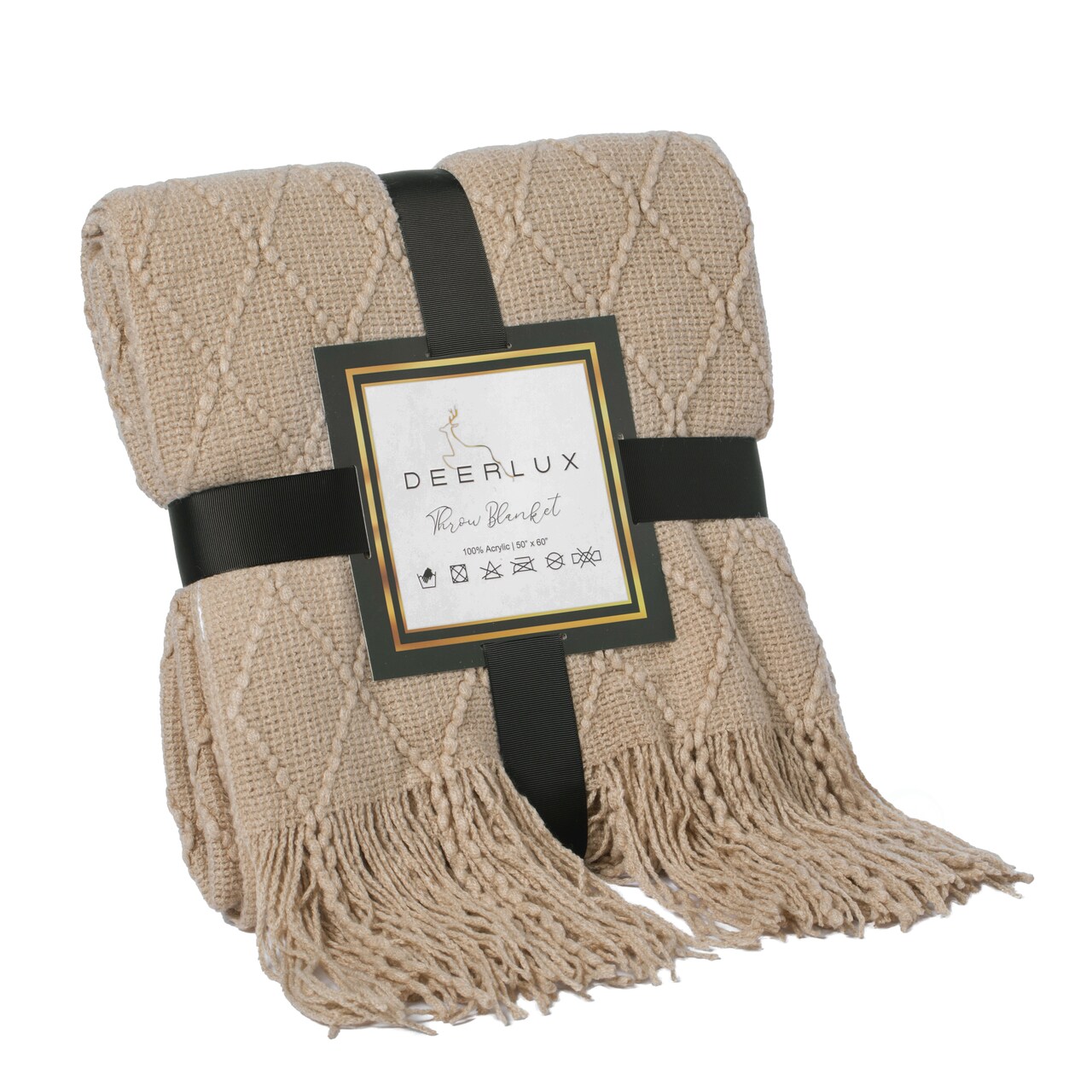 Decorative Throw Blanket - 50x60in Soft Knit with Delightful Fringe Edges for a Sophisticated and Cozy Touch to Your Living Space Lightweight, Breathable, Easy Care, Versatile, All-Season, Ideal for Lounging, Gifting